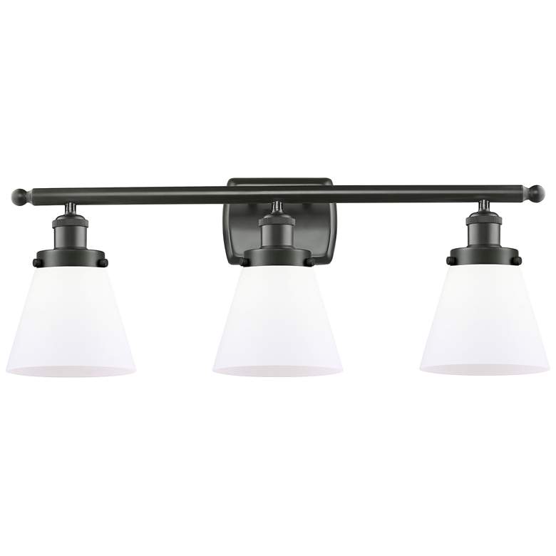 Image 1 Ballston Urban Cone 26" 3-Light Oil Rubbed Bronze Bath Light w/ White