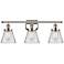 Ballston Urban Cone 26"W Polished Nickel 3-Light Bath Light