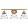 Ballston Urban Cone 28" 3 Light Brushed Brass Bath Light w/ Clear Shad