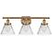 Ballston Urban Cone 28" 3 Light Brushed Brass Bath Light w/ Clear Shad