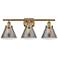Ballston Urban Cone 28" 3 Light Brushed Brass Bath Light w/ Smoke Shad