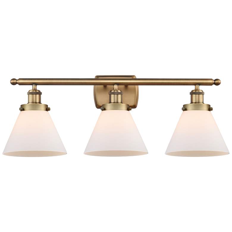 Image 1 Ballston Urban Cone 28" 3 Light Brushed Brass LED Bath Light w/ White