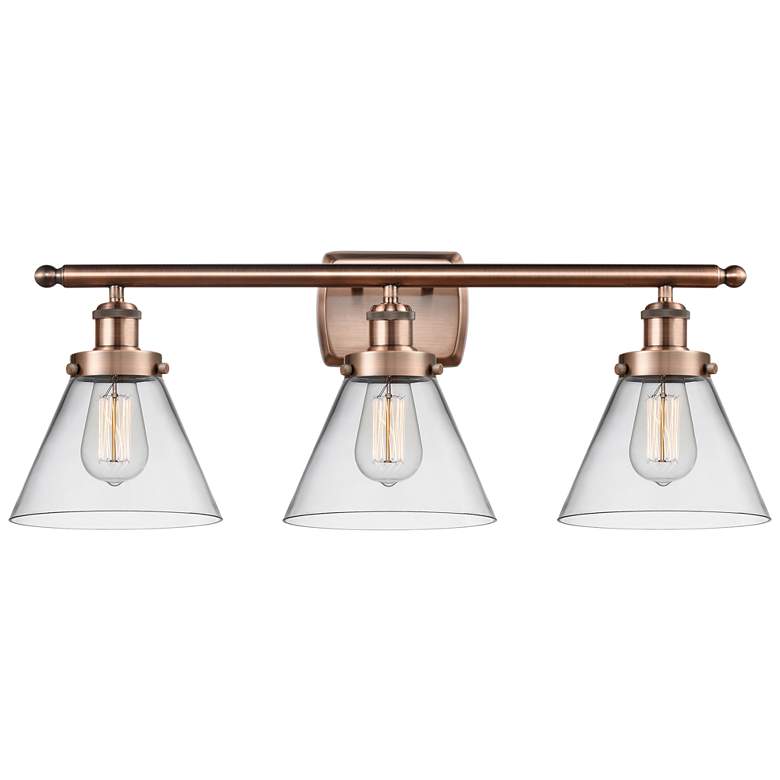 Image 1 Ballston Urban Cone 28" 3 Light Copper Bath Light w/ Clear Shade