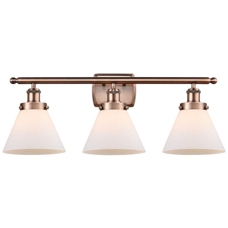 Image 1 Ballston Urban Cone 28" 3 Light Copper Bath Light w/ White Shade