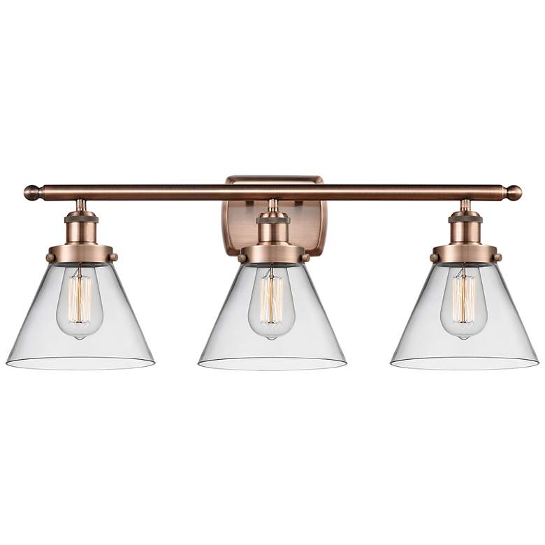Image 1 Ballston Urban Cone 28" 3 Light Copper LED Bath Light w/ Clear Shade