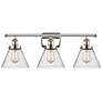 Ballston Urban Cone 28" 3 Light Nickel Bath Light w/ Seedy Shade