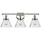 Ballston Urban Cone 28" 3 Light Nickel Bath Light w/ Seedy Shade