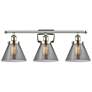 Ballston Urban Cone 28" 3 Light Nickel Bath Light w/ Smoke Shade