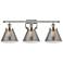 Ballston Urban Cone 28" 3 Light Nickel Bath Light w/ Smoke Shade