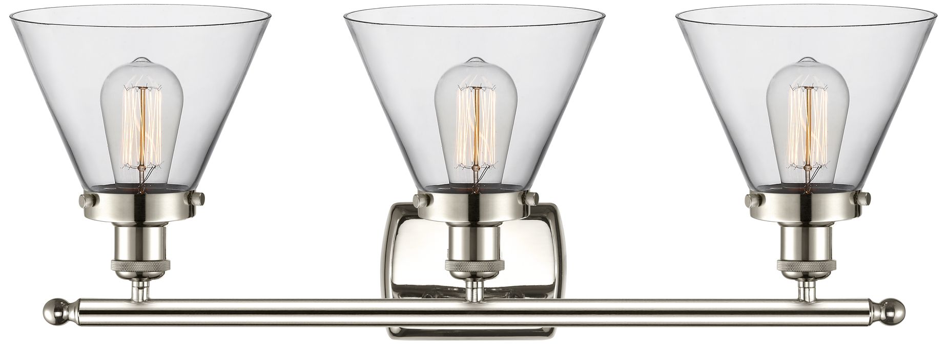 Image 2 Ballston Urban Cone 28" 3 Light Nickel LED Bath Light w/ Clear Shade more views