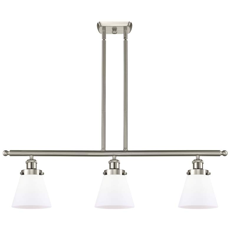 Image 1 Ballston Urban Cone 36" 3 Light Satin Nickel Island Light w/ 6" W