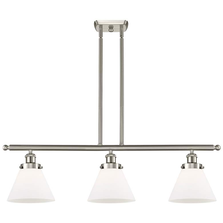 Image 1 Ballston Urban Cone 36" 3 Light Satin Nickel Island Light w/ 8" W