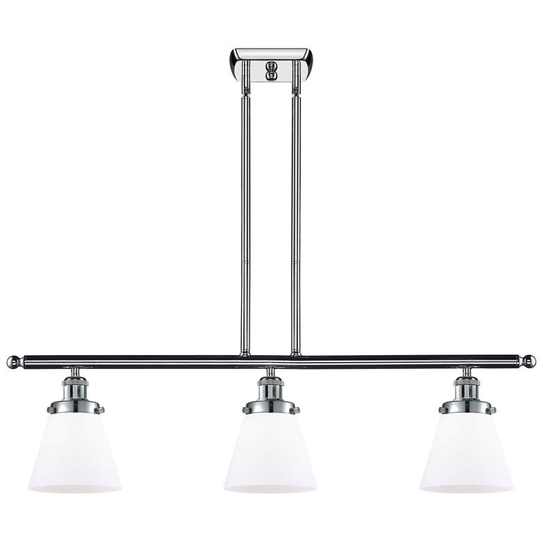 Image 1 Ballston Urban Cone 36"W 3 Light Chrome Island Light w/ 6" White