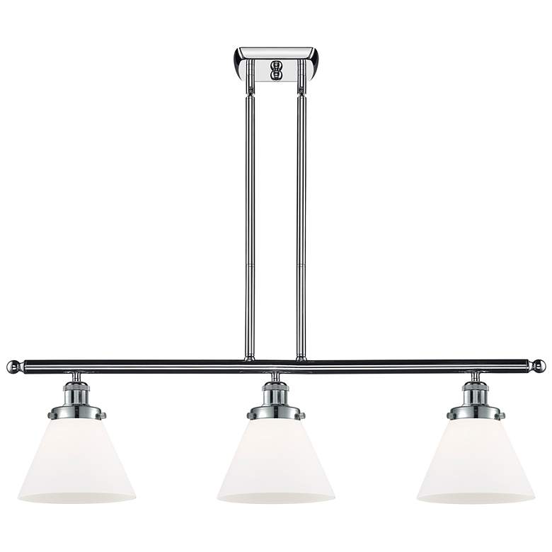 Image 1 Ballston Urban Cone 36"W 3 Light Chrome Island Light w/ 8" White