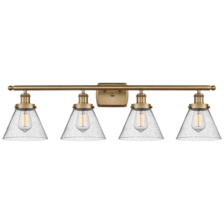 Image 1 Ballston Urban Cone 38" 4 Light Brushed Brass LED Bath Light w/ Seedy