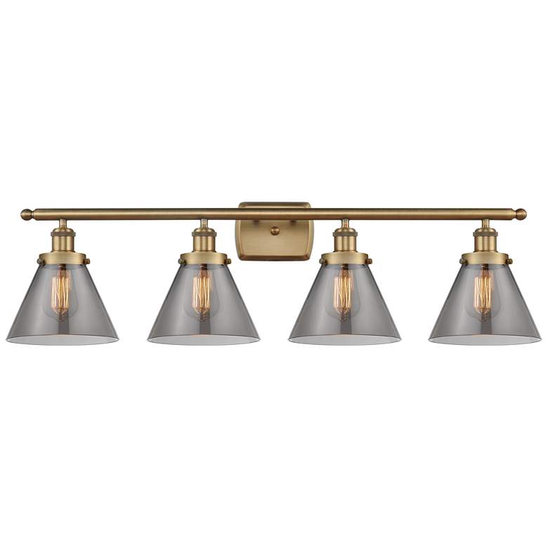 Image 1 Ballston Urban Cone 38" 4 Light Brushed Brass LED Bath Light w/ Smoke