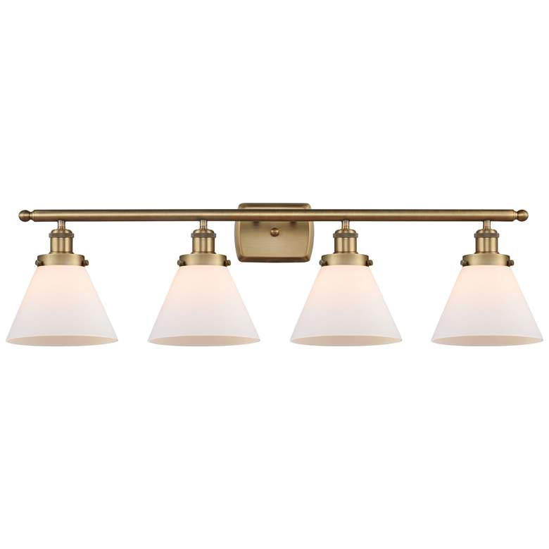 Image 1 Ballston Urban Cone 38" 4 Light Brushed Brass LED Bath Light w/ White