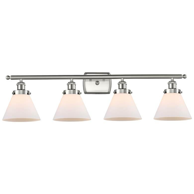 Image 1 Ballston Urban Cone 38" 4 Light Brushed Nickel Bath Light w/ White Sha