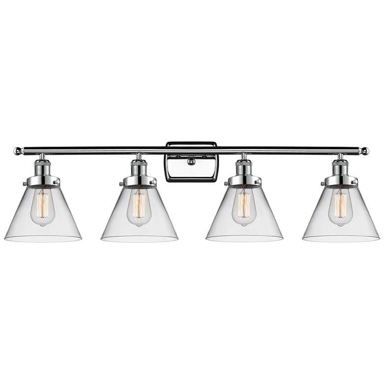 Image 1 Ballston Urban Cone 38" 4 Light Chrome Bath Light w/ Clear Shade