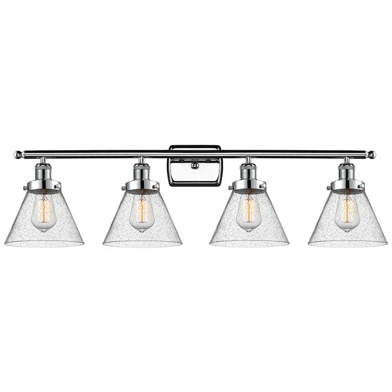 Image 1 Ballston Urban Cone 38" 4 Light Chrome Bath Light w/ Seedy Shade