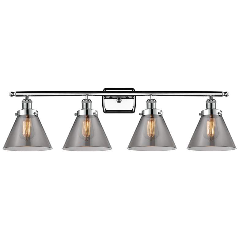 Image 1 Ballston Urban Cone 38" 4 Light Chrome LED Bath Light w/ Smoke Shade