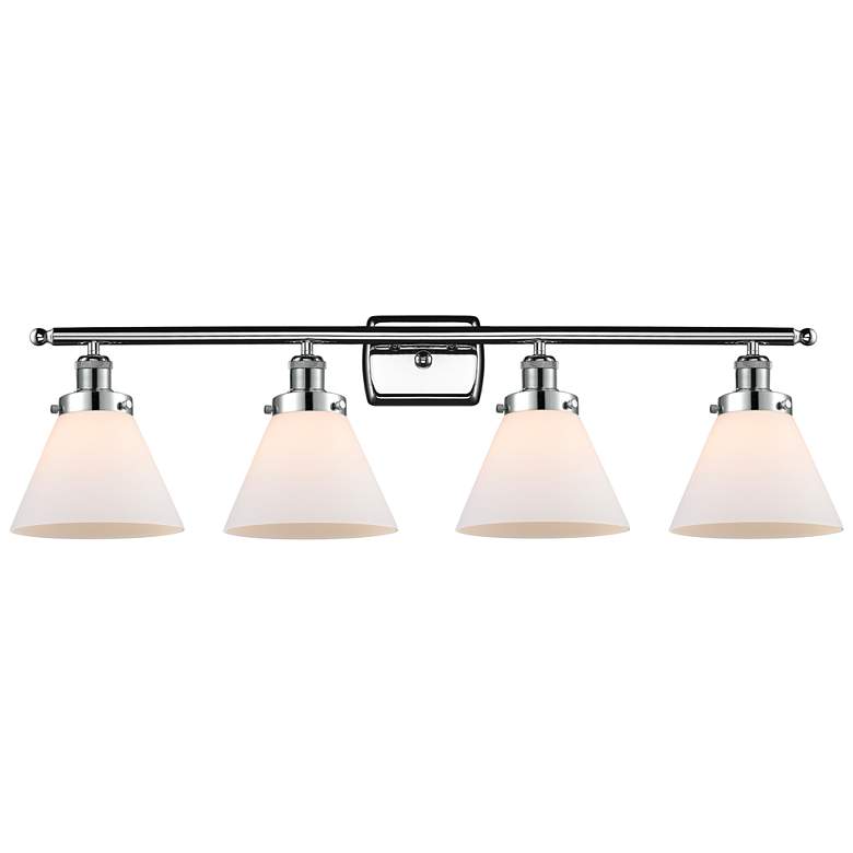 Image 1 Ballston Urban Cone 38" 4 Light Chrome LED Bath Light w/ White Shade