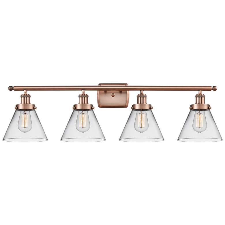 Image 1 Ballston Urban Cone 38" 4 Light Copper LED Bath Light w/ Clear Shade