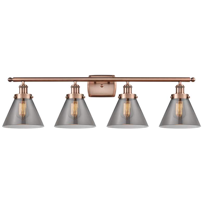 Image 1 Ballston Urban Cone 38" 4 Light Copper LED Bath Light w/ Smoke Shade