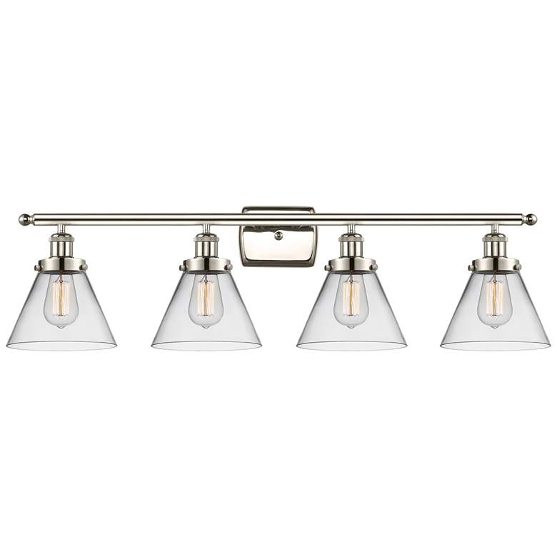Image 1 Ballston Urban Cone 38" 4 Light Nickel Bath Light w/ Clear Shade