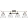 Ballston Urban Cone 38" 4 Light Nickel Bath Light w/ Clear Shade