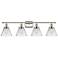 Ballston Urban Cone 38" 4 Light Nickel Bath Light w/ Clear Shade
