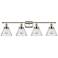 Ballston Urban Cone 38" 4 Light Nickel Bath Light w/ Seedy Shade
