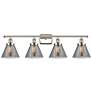 Ballston Urban Cone 38" 4 Light Nickel Bath Light w/ Smoke Shade