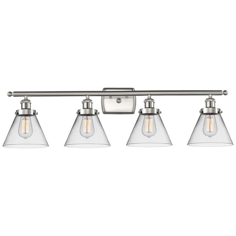 Image 1 Ballston Urban Cone 38" 4 Light Nickel LED Bath Light w/ Clear Shade