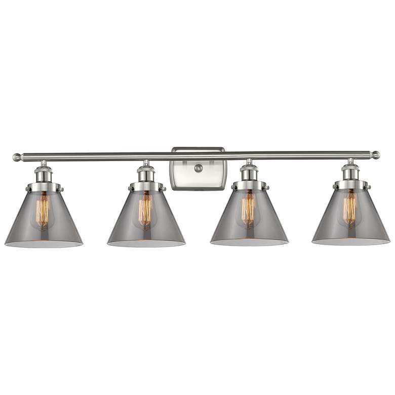 Image 1 Ballston Urban Cone 38" 4 Light Nickel LED Bath Light w/ Smoke Shade