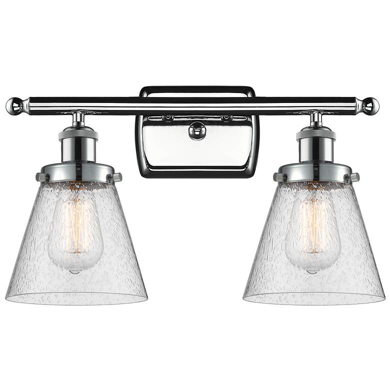Image 1 Ballston Urban Cone 6" 16"W 2 Light Chrome Bath Light w/ Seedy Sh