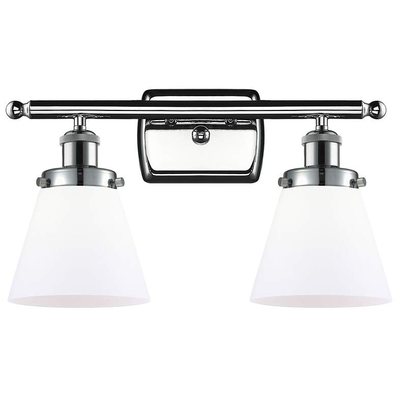 Image 1 Ballston Urban Cone 6" 16"W 2 Light Chrome Bath Light w/ White Sh