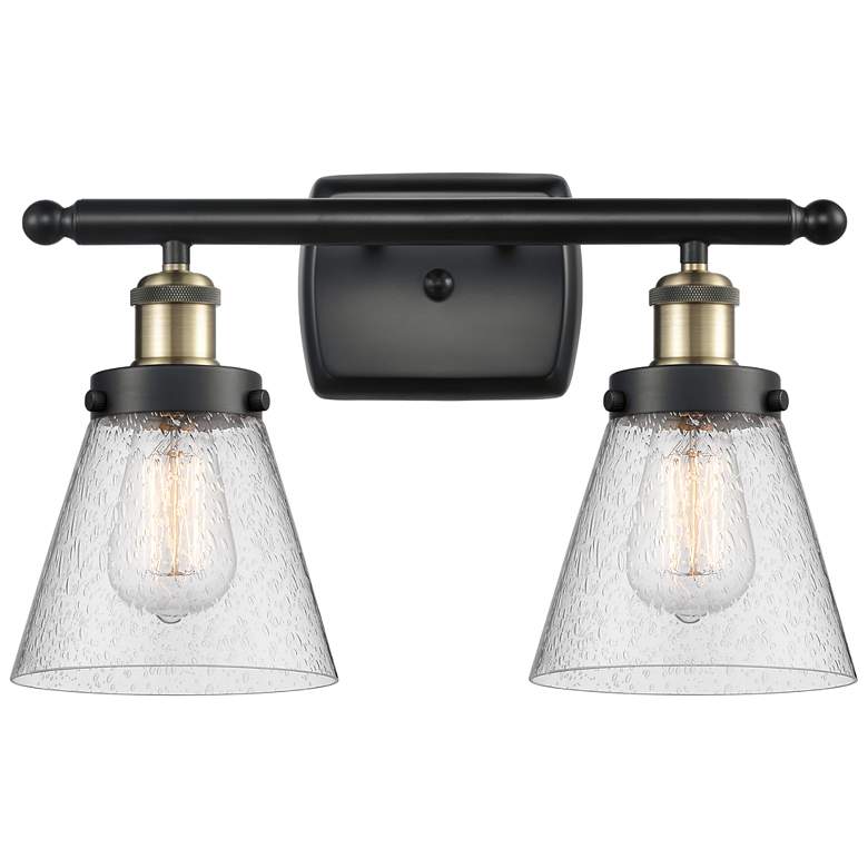 Image 1 Ballston Urban Cone 6" 2 Light 16" Bath Light - Black Brass - See