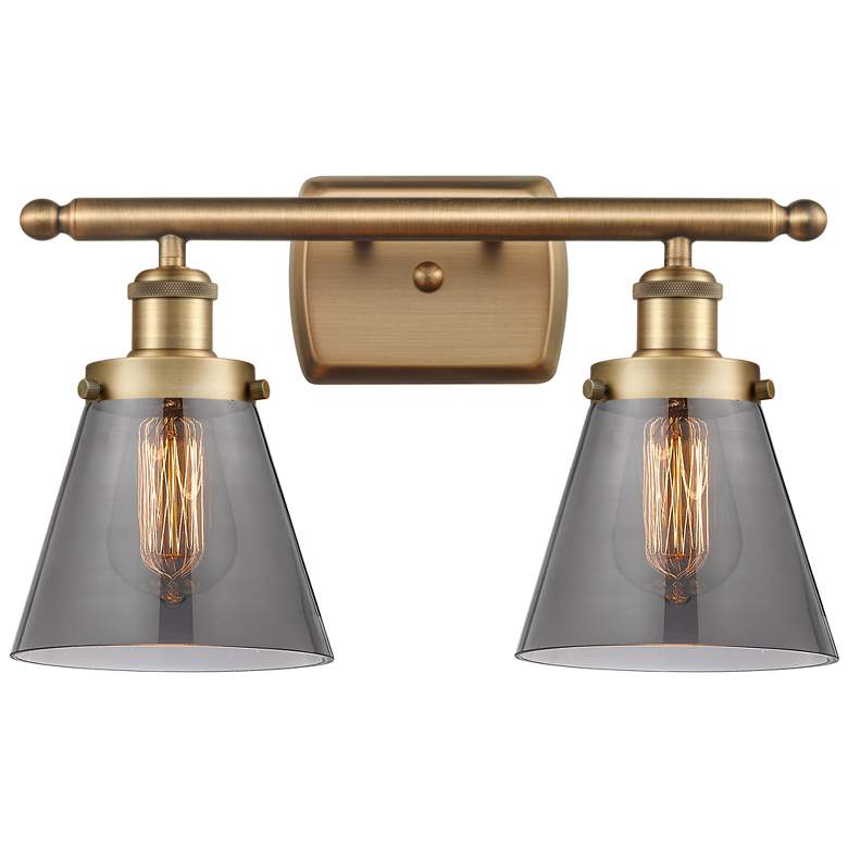 Image 1 Ballston Urban Cone 6" 2 Light 16" Bath Light - Brushed Brass - S