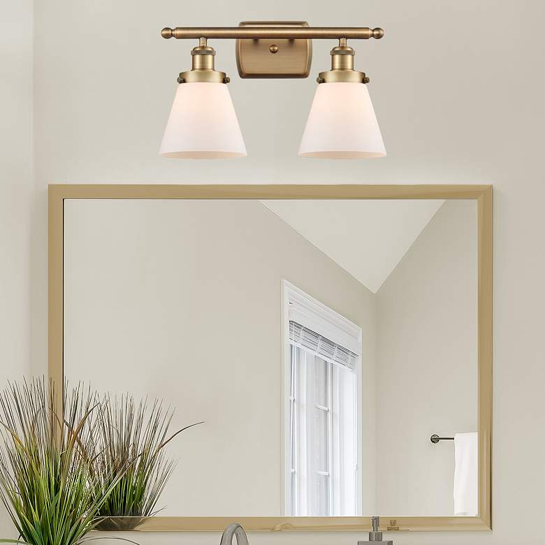Image 1 Ballston Urban Cone 6" 2 Light 16" Bath Light - Brushed Brass - W