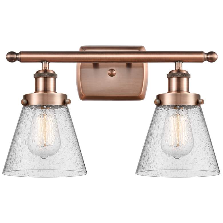 Image 1 Ballston Urban Cone 6" 2 Light 16" Bath Light - Copper - Seedy Sh