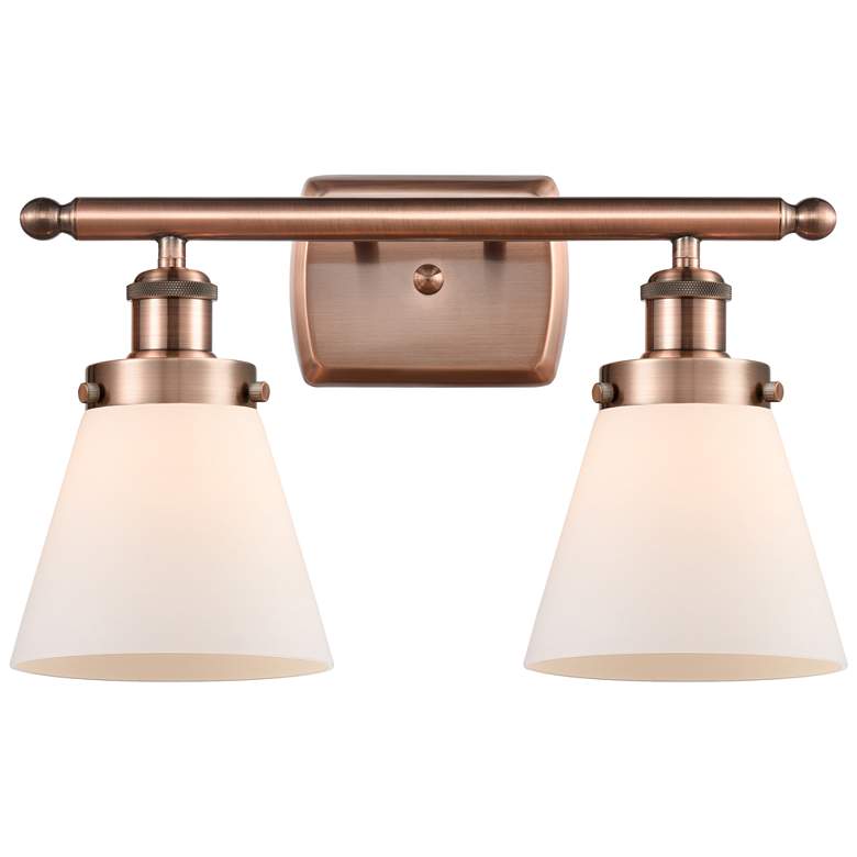 Image 1 Ballston Urban Cone 6" 2 Light 16" Bath Light - Copper - White Sh