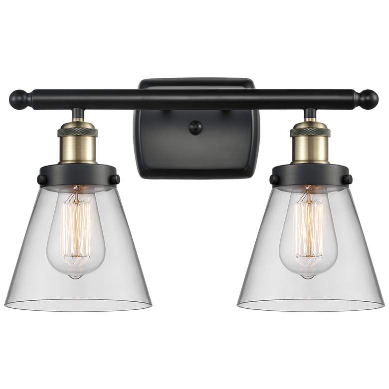 Image 1 Ballston Urban Cone 6" 2 Light 16" LED Bath Light - Black Brass -