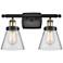 Ballston Urban Cone 6" 2 Light 16" LED Bath Light - Black Brass -