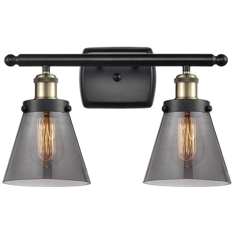 Image 1 Ballston Urban Cone 6" 2 Light 16" LED Bath Light - Black Brass -