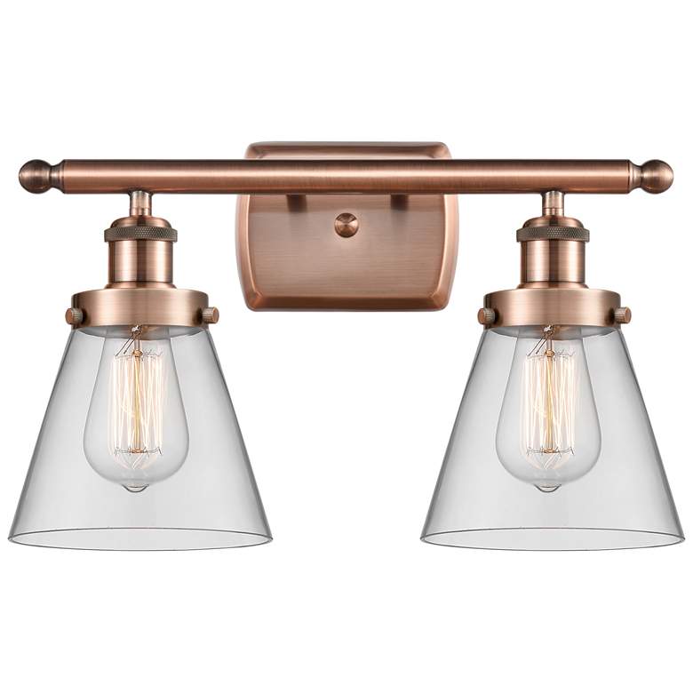 Image 1 Ballston Urban Cone 6" 2 Light 16" LED Bath Light - Copper - Clea