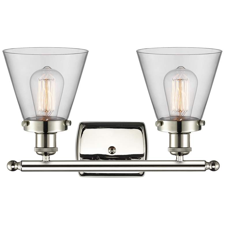 Image 1 Ballston Urban Cone 6" 2 Light 16" LED Bath Light - Polished Nick