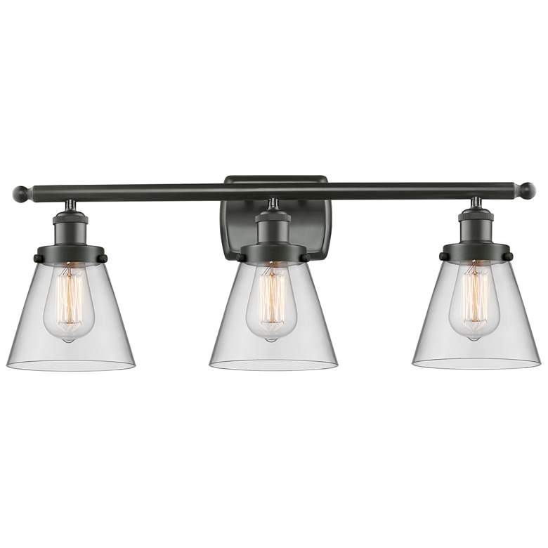 Image 1 Ballston Urban Cone 6" 26"W 3 Light Bronze Bath Vanity Light w/ C