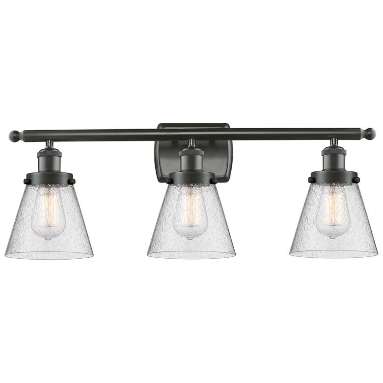 Image 1 Ballston Urban Cone 6" 26"W 3 Light Bronze Bath Vanity Light w/ S