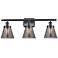 Ballston Urban Cone 6" 26"W 3 Light Matte Black Bath Light w/ Smo